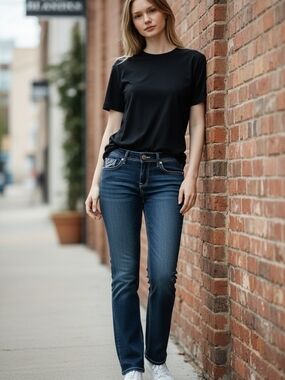 Apt. 9 Women's Straight Leg Jeans in Dark Blue